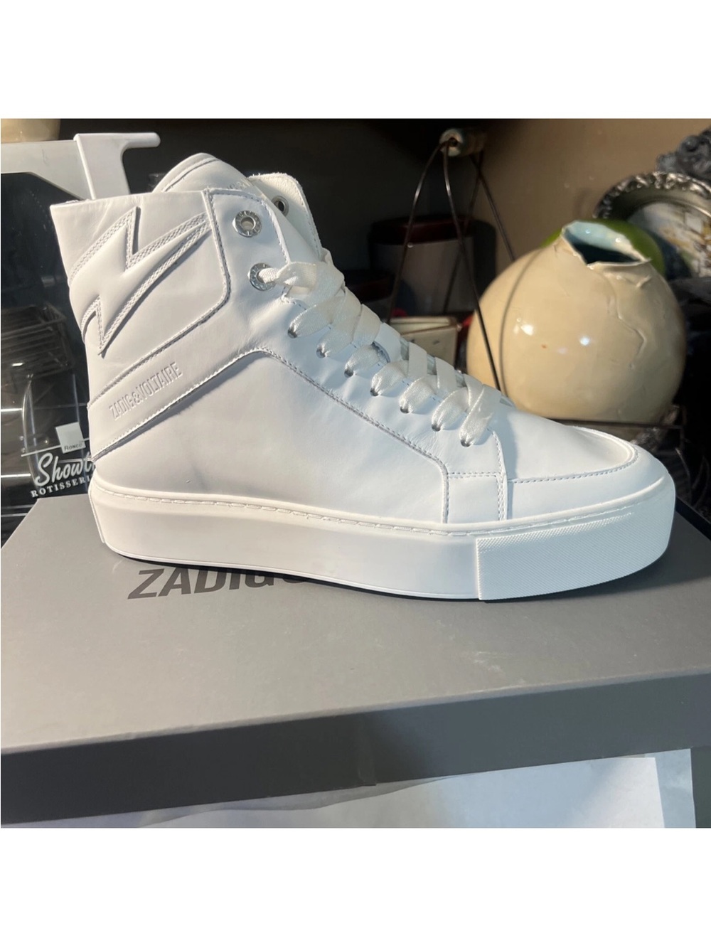 NIB Zadig & Voltaire Women's White Flash High Top Sneaker Shoe Size EU 40/9 US